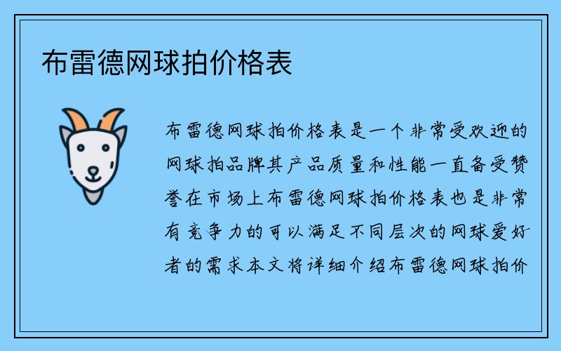 布雷德网球拍价格表