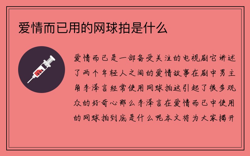 爱情而已用的网球拍是什么