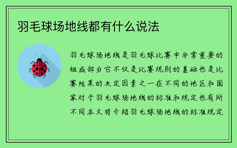 羽毛球场地线都有什么说法