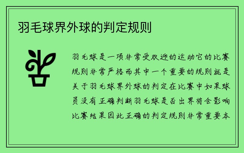 羽毛球界外球的判定规则