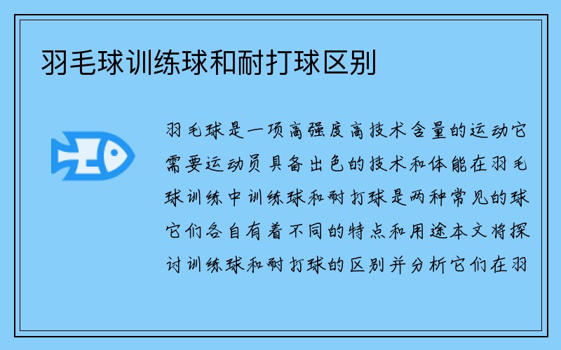 羽毛球训练球和耐打球区别